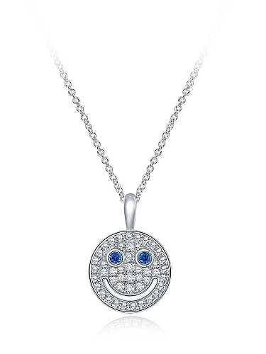 925 Sterling Silver High Carbon Diamond Round Trend Necklace