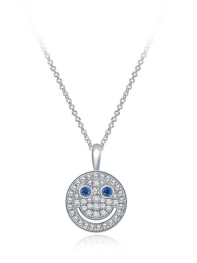 925 Sterling Silver High Carbon Diamond Round Trend Necklace