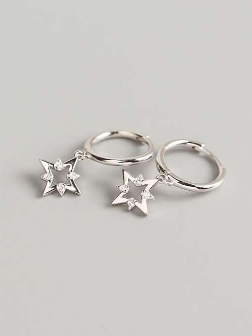 Boucle d'oreille Huggie mignonne étoile blanche avec strass en argent sterling 925