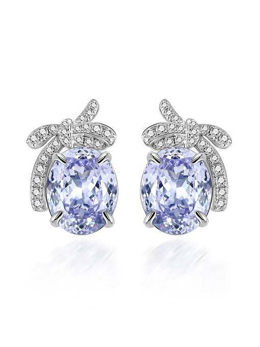 925 Sterling Silver High Carbon Diamond Purple Geometric Dainty Stud Earring