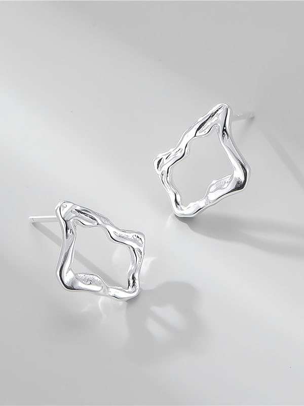 925 Sterling Silver Hollow Geometric Minimalist Hook Earring