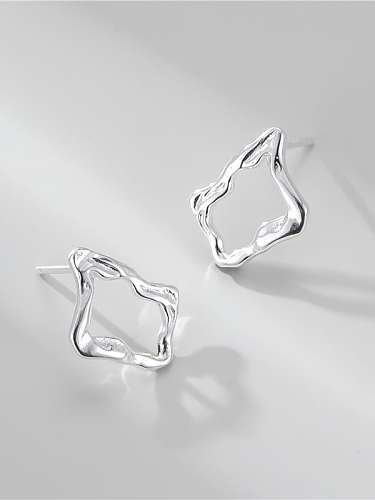 Brinco de gancho geométrico oco minimalista prata esterlina 925