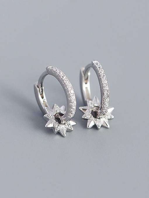 925 Sterling Silver Cubic Zirconia Five-pointed star Minimalist Huggie Earring