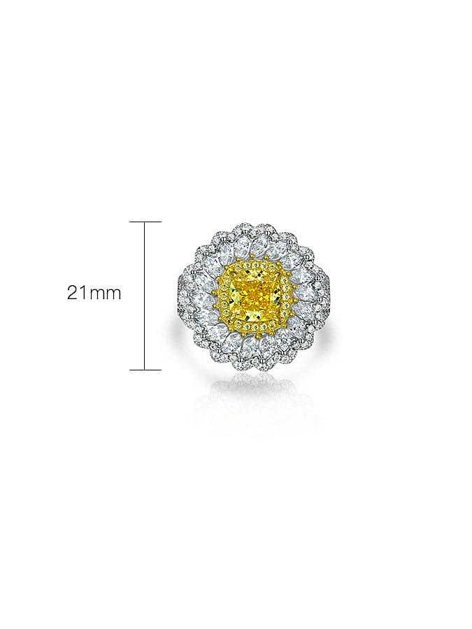 925 Sterling Silver High Carbon Diamond Flower Luxury Ring