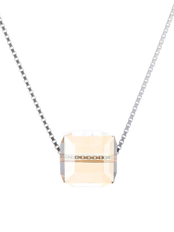 Collar minimalista geométrico de cristal de plata de ley 925
