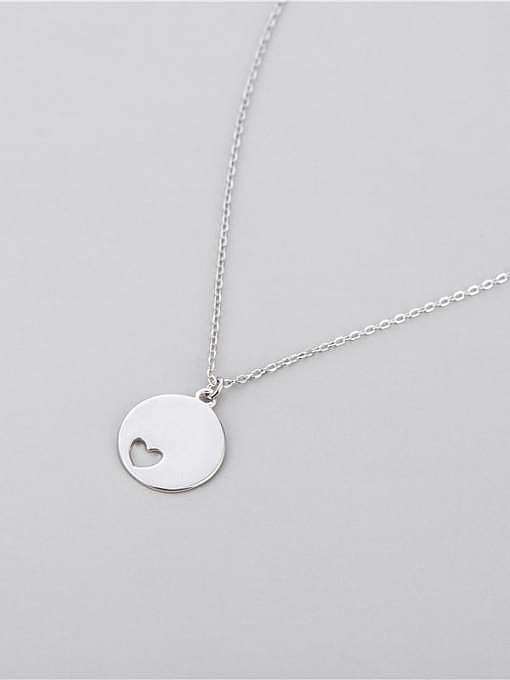 925 Sterling Silver Round Minimalist Hollow Heart Necklace