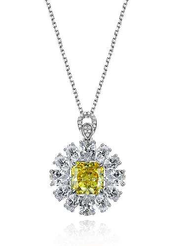 Colar de luxo flor diamante prata esterlina 925 alto carbono
