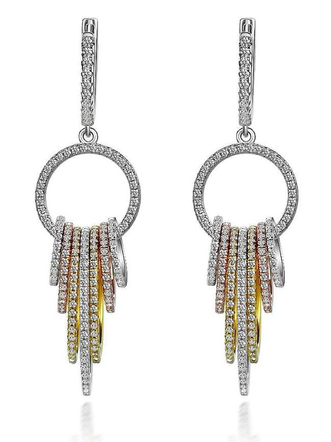 925 Sterling Silver High Carbon Diamond Tassel Dainty Drop Earring