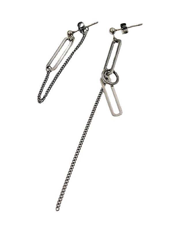 Boucles d'oreilles pendantes à chaîne asymétrique vintage en argent sterling 925