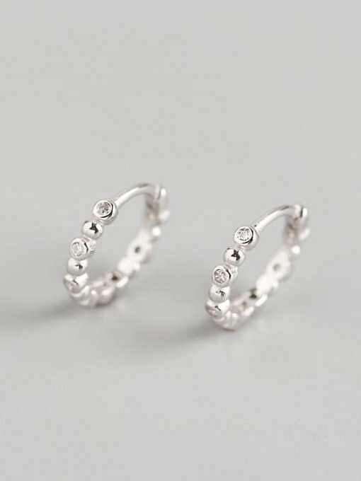 925 Sterling Silver Rhinestone White Geometric Minimalist Huggie Earring