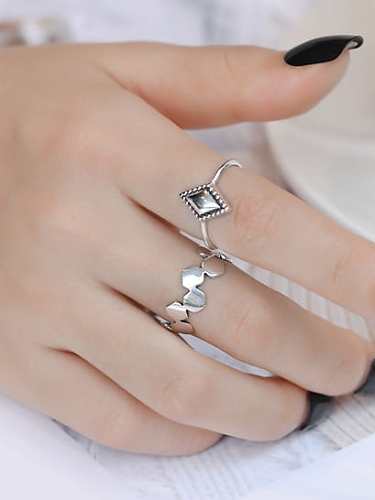 925 Sterling Silver Geometric Vintage Band Ring