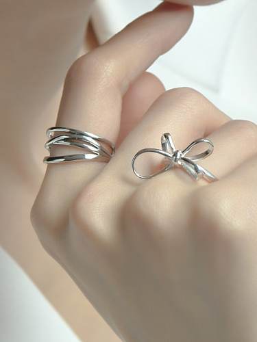 925 Sterling Silver Bowknot Minimalist Band Ring