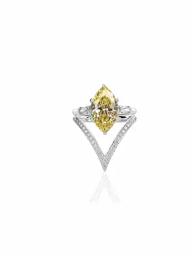 925 Sterling Silver High Carbon Diamond Geometric Luxury Ring