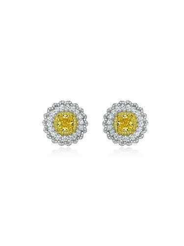 Boucles d'oreilles de luxe en forme de fleur de diamant à haute teneur en carbone en argent sterling 925