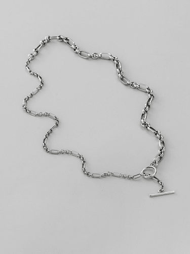 925 Sterling Silver Irregular Vintage Asymmetric chain Necklace