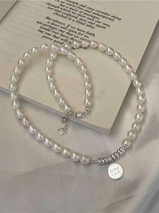 925 Sterling Silver Freshwater Pearl Round Vintage Necklace