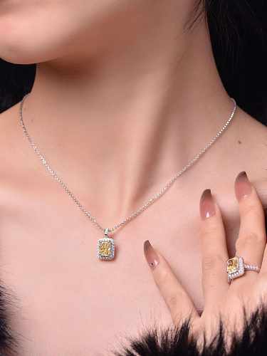 Colar de luxo geométrico diamante prata esterlina 925 alto carbono