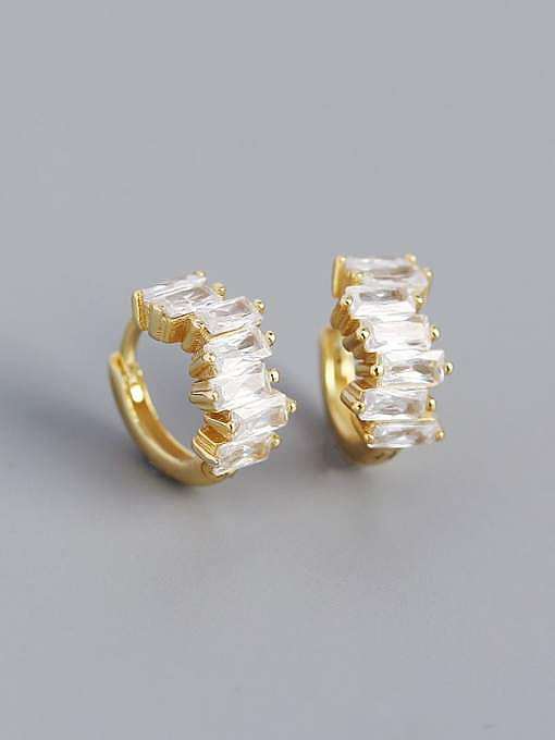 925 Sterling Silver Cubic Zirconia Geometric Vintage Huggie Earring