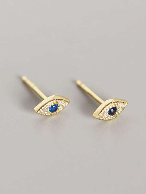 925 Sterling Silver Rhinestone Blue Evil Eye Trend Stud Earring