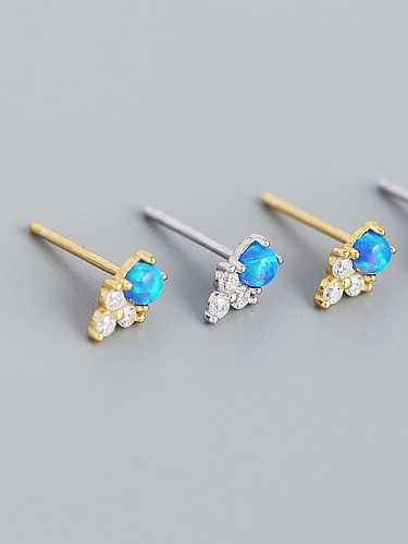 925 Sterling Silver Cubic Zirconia Irregular Minimalist Stud Earring