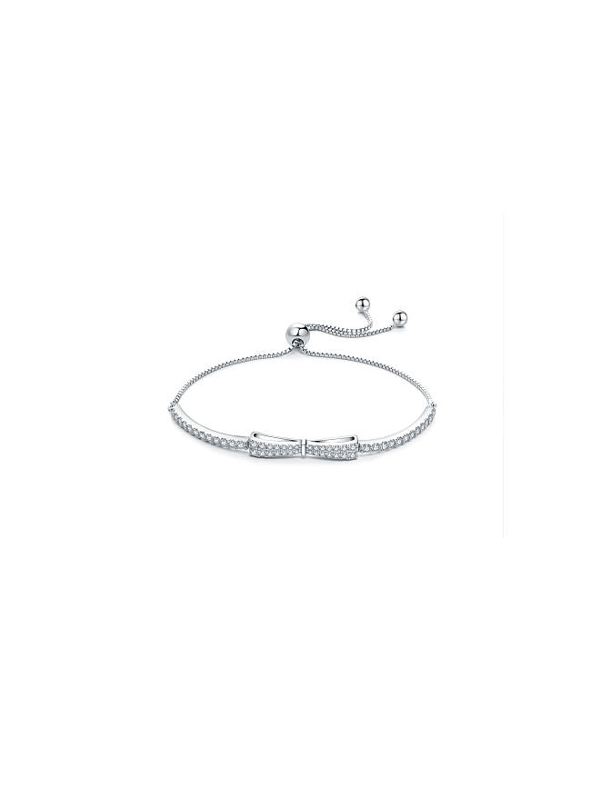 Bracelet ajustable Dainty avec nœud papillon en argent sterling 925 et diamants à haute teneur en carbone