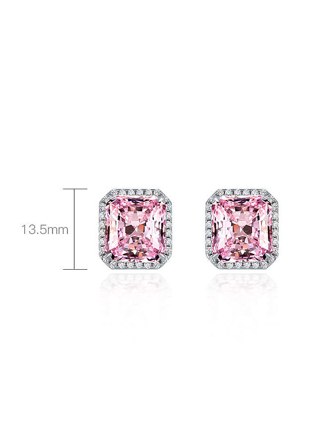 925 Sterling Silver High Carbon Diamond Geometric Luxury Stud Earring