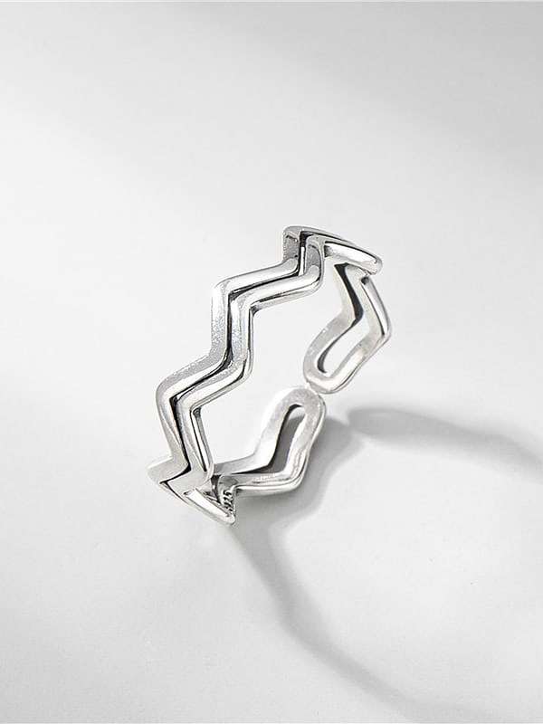 925 Sterling Silver Irregular Vintage Water Ripple Stackable Ring