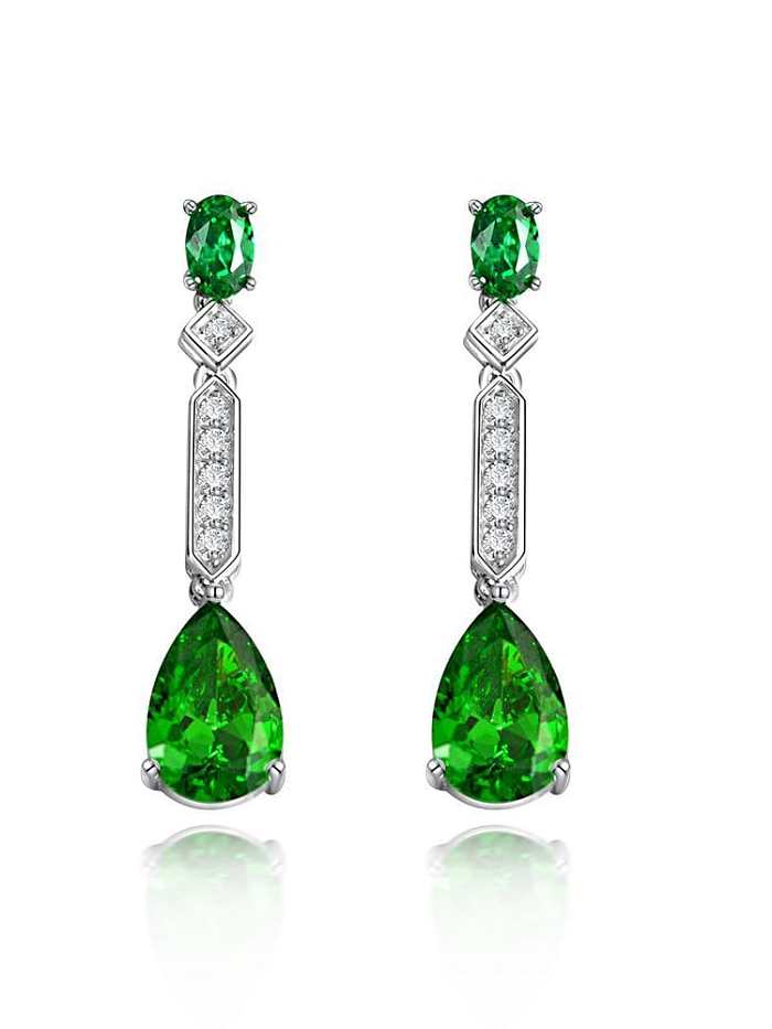 925 Sterling Silver High Carbon Diamond Green Water Drop Luxury Drop Earring