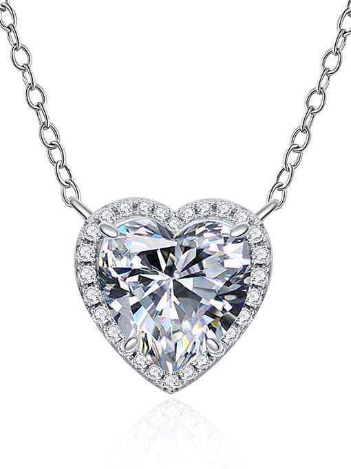 Collier de luxe en forme de coeur en diamant à haute teneur en carbone en argent sterling 925