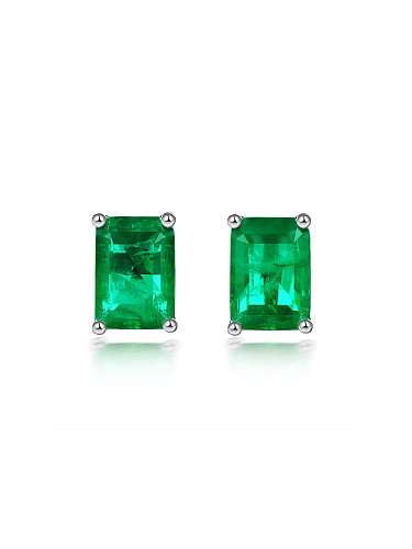 Boucles d'oreilles Vintage géométriques vertes à haute teneur en carbone et diamants en argent sterling 925