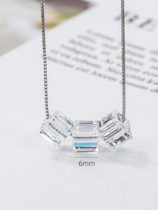 Colar minimalista geométrico de prata esterlina 925 cristal austríaco multicolorido