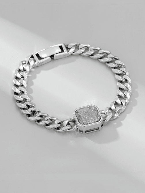 925 Sterling Silver Geometric Vintage Hollow Chain Bracelet