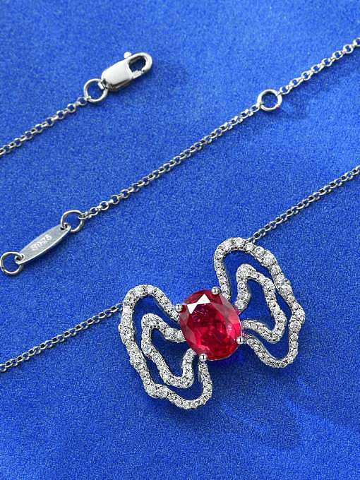 Geometrische Vintage-Halskette mit Diamanten aus 925er Sterlingsilber mit hohem Kohlenstoffgehalt