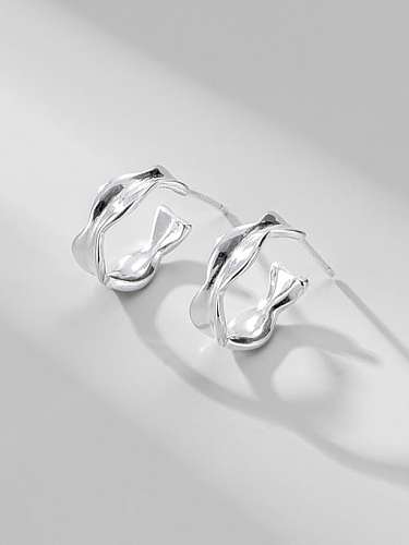 925 Sterling Silver Curved Wave C Shape Minimalist Stud Earring