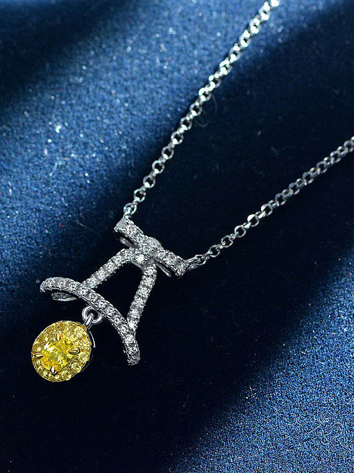 Collar de lujo con gota de agua amarilla de diamante de alto carbono de plata de ley 925