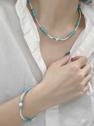 925 Sterling Silber Türkis Trend Perlenkette