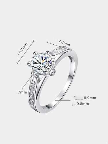 Bague délicate géométrique en argent sterling 925 avec diamants à haute teneur en carbone