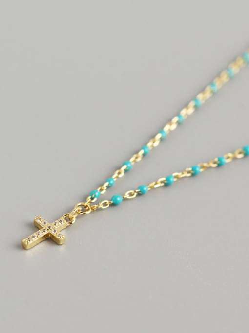 925 Sterling Silber Zirkonia Kreuz Vintage Halskette