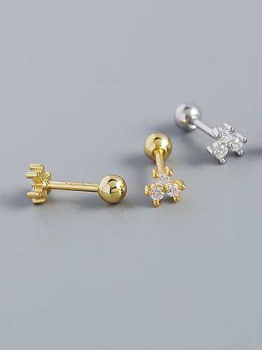 925 Sterling Silver Cubic Zirconia Flower Minimalist Stud Earring