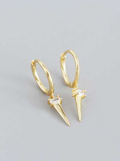 925 Sterling Silver Rhinestone White Geometric Trend Huggie Earring
