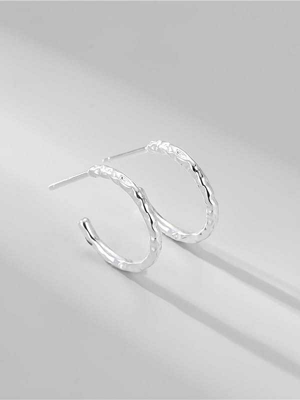 925 Sterling Silver Geometric Minimalist Line C Shape Stud Earring