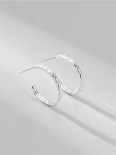 925 Sterling Silver Geometric Minimalist Line C Shape Stud Earring