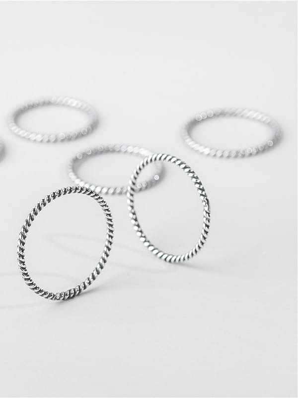 925 Sterling Silver Twist Round Vintage Band Ring