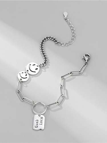 925 Sterling Silver Geometric Vintage Asymmetric chain Link Bracelet