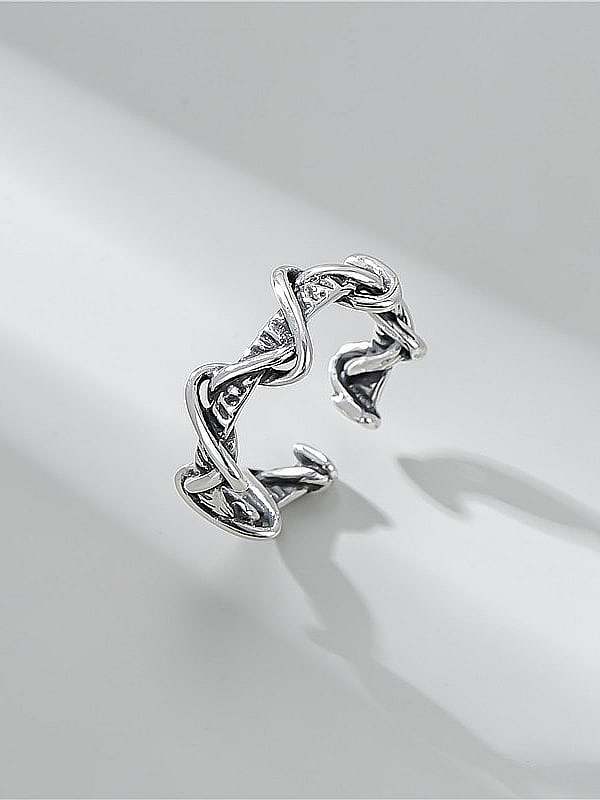 925 Sterling Silver Irregular Twist Wave Vintage Band Ring