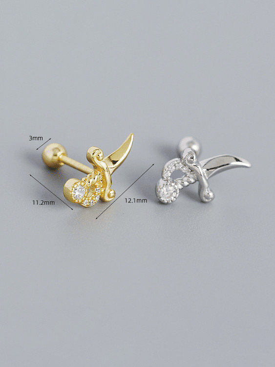 925 Sterling Silver Cubic Zirconia Irregular Vintage Stud Earring