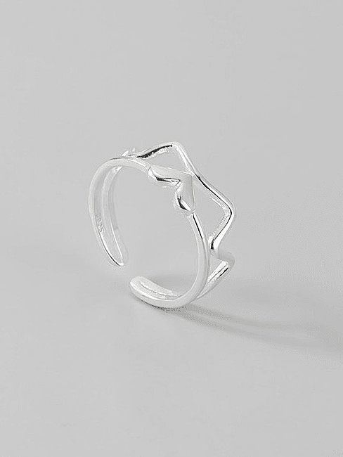 925 Sterling Silver Double Layer Heart Minimalist Stackable Ring