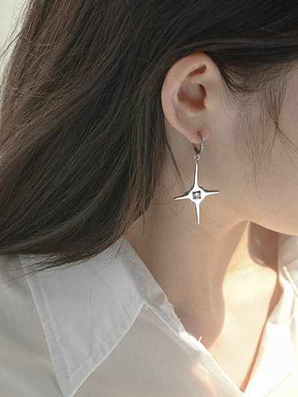 925 Sterling Silver Rhinestone Cross Minimalist Single Earring