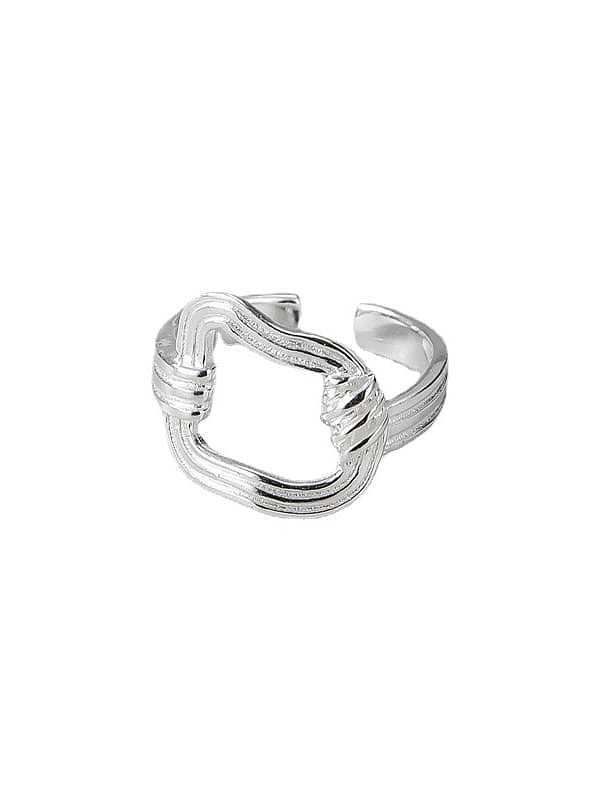 Anel de banda vazada irregular geométrica minimalista de prata esterlina 925