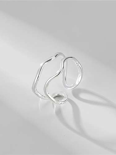 Unregelmäßiger, minimalistischer Doppelwellenlinien-stapelbarer Ring aus 925er Sterlingsilber